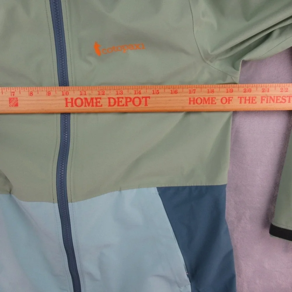 Cotopaxi Cielo Rain Trench Jacket Green Blue Colorblock Hooded Womens Size S - Picture 4 of 9